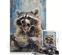 Puzzle de 1000 pièces représentant Un Raton Laveur Mangeant des Nouilles Ramen, idéal pour Adultes Un Casse-tête Relaxant et Un Joli Cadeau (38x52cm)