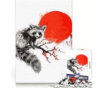Puzzle de 1000 pièces représentant Un Raton Laveur, Style Japonais, pour Adultes et Adolescents Jeu d'adresse apaisant et Amusant, Bords Nets, pour Les fêtes (38x52cm)