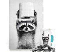 Puzzle de 1000 pièces représentant Un Raton Laveur Tenant du Papier Toilette, idéal pour Les Adolescents Jeu de réflexion Relaxant, découpe soignée, Cadeau raffiné (50x75cm)