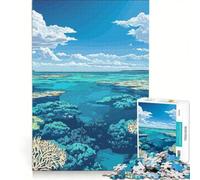 Puzzle de 1000 pièces représentant Un récif corallien sous Un Ciel Bleu, Jeu de réflexion, entraînez Votre Cerveau et Vos Mains, idéal pour la décoration de Bureau 50x75cm