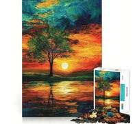 Puzzle de 1000 pièces représentant Un reflet d'arbre au Coucher du Soleil, idéal pour Adultes Stimule la mémoire, apaise et divertit Découpe de qualité supérieure Cadeau attentionné 38x52cm