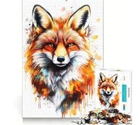 Puzzle de 1000 pièces représentant Un Renard à l'aquarelle Développe la mémoire,ludique et de qualité Professionnelle pour stimuler l'esprit (38x26cm)
