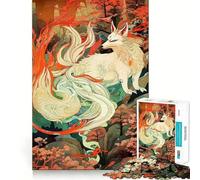 Puzzle de 1000 pièces représentant Un Renard à Neuf queues dans Un Paysage Japonais, idéal pour Les Adolescents Jeu intellectuel, détente et Bien-être Découpe de qualité Cadeau de Saison (38x52cm)