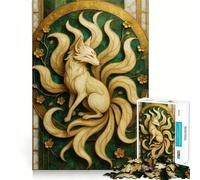 Puzzle de 1000 pièces représentant Un Renard à Neuf queues orné de Motifs Floraux idéal pour Les Adolescents Stimulant la réflexion et offrant Un Cadeau mémorable et des Moments de Joie en Famille