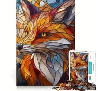 Puzzle de 1000 pièces représentant Un Renard en vitrail pour Adultes Think Smart Toy Home Enjoy Découpe précise Décoration Murale 38x26cm