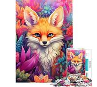 Puzzle de 1000 pièces représentant Un Renard et des Fleurs Un Portrait Amusant à réaliser à la Maison Jeu éducatif et décoratif Mural adapté aux Personnes de 14 Ans et Plus (38x26cm)
