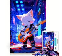 Puzzle de 1000 pièces représentant Un Renard Jouant de la Guitare dans Un Paysage Urbain,idéal pour Les Adolescents Activité ludique et stimulante de Haute précision,à découper et à pratiquer