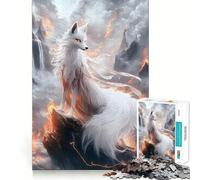 Puzzle de 1000 pièces représentant Un Renard Kitsune Blanc dans Un Paysage Flamboyant,idéal pour Les Adolescents Activité de Groupe et,Qui Permet de développer sa mémoire et de se détendre grâce