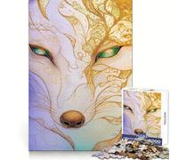 Puzzle de 1000 pièces représentant Un Renard orné de détails dorés, idéal pour Adultes, pour renforcer la mémoire, activité à Domicile, Bords Nets, Cadeau Festif (50x75cm)