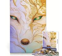 Puzzle de 1000 pièces représentant Un Renard orné de détails dorés, idéal pour Les Adolescents Découpe Lisse, Cadeau élégant (38x26cm)