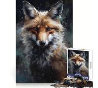 Puzzle de 1000 pièces représentant Un Renard Peint à l'huile, idéal pour Les Adolescents Découpe Lisse, Cadeau élégant et propice à la détente (50x75cm)