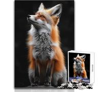Puzzle de 1000 pièces représentant Un Renard regardant vers Le Haut Jeu d'apprentissage pour développer sa motricité Fine pour des Moments de Joie Dimensions:38x52cm