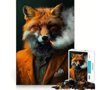Puzzle de 1000 pièces représentant Un Renard Roux fumant, idéal pour Les Adolescents Découpe Lisse et élégante Cadeau Parfait (38x26cm)