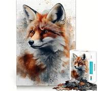 Puzzle de 1000 pièces représentant Un Renard Roux l'aquarelle, idéal pour Adultes Jeu Intelligent et Amusant, Assemblage de Motifs, Cadeau précieux (50x75cm)