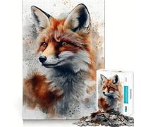 Puzzle de 1000 pièces représentant Un Renard Roux l'aquarelle, idéal pour Adultes Un Puzzle Amusant Assembler et Collectionner (38x26cm)