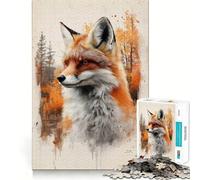 Puzzle de 1000 pièces représentant Un Renard Roux l'aquarelle, idéal pour Les Adolescents renforce la mémoire, apaise et détend, Bords Lisses, Un Cadeau Exceptionnel (38x52cm)