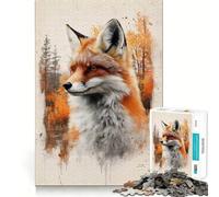 Puzzle de 1000 pièces représentant Un Renard Roux l'aquarelle, idéal pour Les Adolescents Un Jeu d'exercice Mental apaisant et Un Cadeau précieux Assembler (50x75cm)