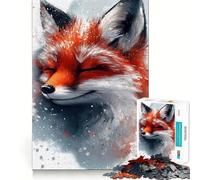 Puzzle de 1000 pièces représentant Un Renard Souriant sous la Neige, idéal pour Les Adolescents Jeu de logique Simple et Amusant, découpe Parfaite, Cadeau d'anniversaire 50x75cm