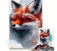 Puzzle de 1000 pièces représentant Un Renard Souriant sous la Neige, idéal pour Les Adolescents Jeu de logique mentale, Anti-Stress, découpe Ferme, Cadeau de Noël 38x52cm