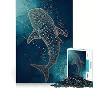 Puzzle de 1000 pièces représentant Un Requin-Baleine aux Lignes dorées,idéal pour Les Adolescents Jeu Stimulant l'esprit,Assemblage Solide et sécurisé,activité de Partage en Famille (50x75cm)