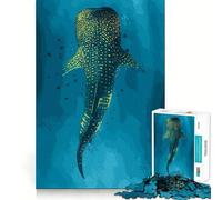Puzzle de 1000 pièces représentant Un Requin-Baleine dans l'eau Bleue Jeu de réflexion et d'adresse Assemblage Stable,pièces Qui ne bougent Pas Un Passe-Temps agréable pour Les Longs W nds