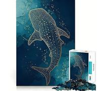 Puzzle de 1000 pièces représentant Un Requin-Baleine en Lignes dorées,idéal pour Adultes Jeu de mémoire,Assemblage sécurisé et Solide,favorisant la création de Liens significatifs (38x52cm)