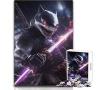 Puzzle de 1000 pièces représentant un requin samouraï guerrier,idéal pour les adolescents Jeu de développement de la logique et de la pensée,cadeau parfait pour des moments précieux Dimensions:50x75cm
