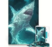 Puzzle de 1000 pièces représentant Un Requin sous-Marin,idéal pour Les Adolescents Stimule l'imagination,s'emboîte Parfaitement,pour Un Divertissement captivant et Confortable à la Maison (38x26cm)