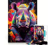 Puzzle de 1000 pièces représentant Un rhinocéros, idéal pour Les Adolescents Jeu de logique et de réflexion, Amusant et Relaxant Découpe précise (50x75cm)