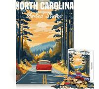 Puzzle de 1000 pièces représentant Un Road Trip en Caroline du Nord, idéal pour Adultes Un Puzzle Relaxant et agréable à Assembler, Parfait comme Cadeau de Noël (38x52cm)