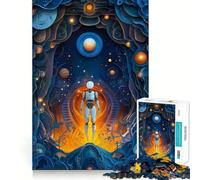 Puzzle de 1000 pièces représentant Un Robot explorant Un Monde surréaliste, idéal pour Les Adolescents Jeu de logique et de réflexion, Divertissement Relaxant, découpe précise, (38x26cm)