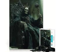 Puzzle de 1000 pièces représentant Un Roi squelettique sur Son trône, idéal pour Les Adolescents Jeu Intelligent et Complice, découpe précise, pièce de Collection 38x26cm