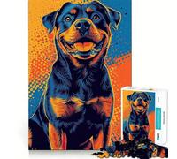 Puzzle de 1000 pièces représentant Un Rottweiler, idéal pour Adultes Jeu de logique Fine, Loisirs et Objets de Collection Bords Nets (38x26cm)