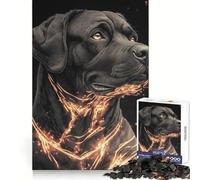 Puzzle de 1000 pièces représentant un rottweiler noir aux lignes lumineuses,idéal pour les adolescents Ce puzzle est un excellent cadeau pour les fêtes,pour se détendre et apprendre à gérer son stress