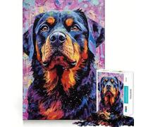 Puzzle de 1000 pièces représentant Un Rottweiler sur Palette, idéal pour Les Adolescents Jeu intellectuel, détente et Bien-être Découpe de qualité Cadeau de Saison (38x52cm)