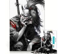 Puzzle de 1000 pièces représentant Un samouraï avec Un Masque d'oni, idéal pour Les Adultes, pour stimuler la mémoire, se divertir à la Maison et décorer Un Mur (50x75cm)