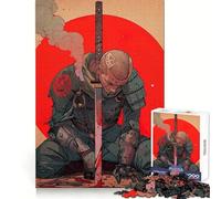 Puzzle de 1000 pièces représentant Un samouraï blessé avec Un Katana et Un Soleil Rouge idéal pour Les Adolescents pour Une activité de Loisirs stimulante et Un Assemblage Solide Cadeau Parfait