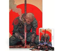 Puzzle de 1000 pièces représentant Un samouraï blessé avec Un Katana et Un Soleil Rouge idéal pour Les Adolescents pour Une activité de Loisirs stimulante et Un Assemblage Solide Cadeau Parfait