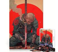 Puzzle de 1000 pièces représentant Un samouraï blessé avec Un Katana et Un Soleil Rouge idéal pour Les Adolescents pour Une activité de Loisirs stimulante et Un Assemblage Solide Cadeau Parfait