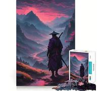 Puzzle de 1000 pièces représentant Un samouraï dans Un Paysage de Montagne au Coucher du Soleil pour Adultes Stimule la mémoire favorise la détente mentale et Offre Un Cadeau d'anniversaire idéal