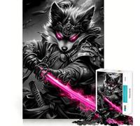 Puzzle de 1000 pièces représentant Un samouraï Poméranien avec Une épée Rose, idéal pour Les Adolescents, pour stimuler Leur mémoire, se détendre à la Maison et Offrir Un Joli Cadeau (38x26cm)