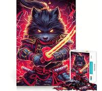 Puzzle de 1000 pièces représentant Un samouraï, Un Schnauzer Miniature avec Katana, idéal pour Les Adolescents Un Jeu Stimulant et Amusant, avec des découpes précises Cadeau Festif (38x52cm)