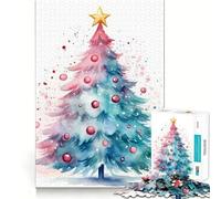 Puzzle de 1000 pièces représentant Un Sapin de Noël à l'aquarelle pour Adultes Jeu Amusant et ressourçant Assemblage sûr et Solide Activité familiale idéale pour Une soirée (38x26cm)