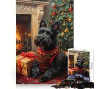 Puzzle de 1000 pièces représentant Un Scottish Terrier à Noël, idéal pour Les Adultes Jeu de réflexion et de détente Design Original à Assembler Collection d'œuvres d'art (38x52cm)