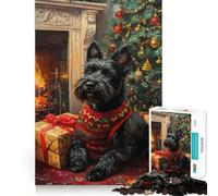 Puzzle de 1000 pièces représentant Un Scottish Terrier à Noël, idéal pour Les Adultes Un Puzzle Relaxant et apaisant, Un Cadeau Unique à Assembler (38x26cm)