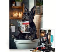 Puzzle de 1000 pièces représentant Un Scottish Terrier sur Les Toilettes, pour Adultes et Adolescents Jouet Anti-Stress Wise Think, pour Les fêtes (50x75cm)