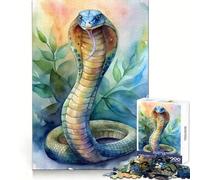 Puzzle de 1000 pièces représentant Un Serpent Cobra à l'aquarelle, idéal pour Les Adolescents Motif : Sharp Recall, Serene Escape, Uniform Cut, Perfect Christmas (38x52cm)