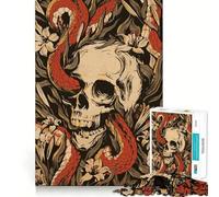 Puzzle de 1000 pièces représentant Un Serpent, Un Squelette et des Fleurs, idéal pour Adultes Stimule la mémoire, s'amuse Assembler Une Image et est Collectionner (38x52cm)