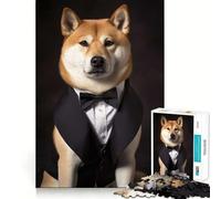 Puzzle de 1000 pièces représentant Un Shiba Inu en Smoking, idéal pour Les Adolescents Jeu de logique et de détente, Bords Fins, Cadeau Original 50x75cm