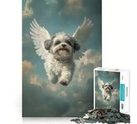 Puzzle de 1000 pièces représentant Un Shih Tzu angélique Volant dans Le Ciel,pour Adultes Jeu de résolution de problèmes,qualité Professionnelle,activité relaxante à Faire en Groupe à l'intérieur